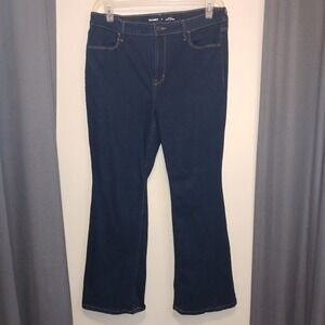 Old Navy Wow‎ Flare Jeans Womens 14 Dark Wash High Rise Stretch Denim Blue Pants